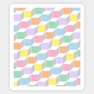 Pastel Colours, Cube, Geometric Sticker